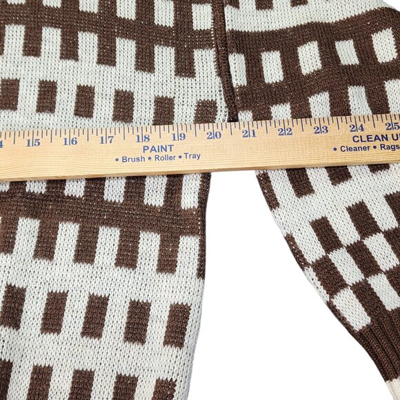 Vintage Hewlett Knitting Mills Size Medium Browm Block Pattern Cardigan Sweater - Picture 5 of 6